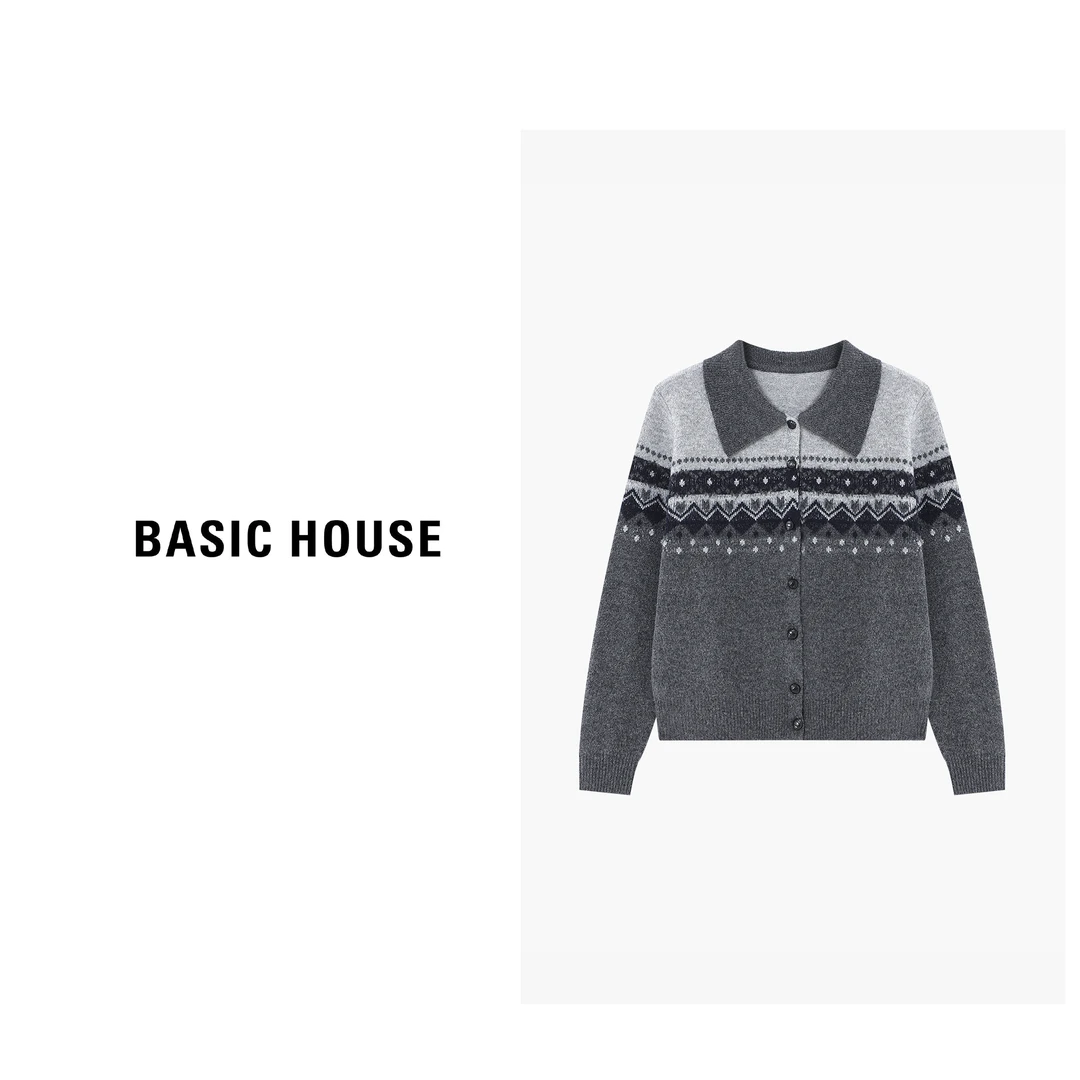 Basic House/百家好长袖针织短款时尚高领圆领羊毛衫-B0625B5SMF2