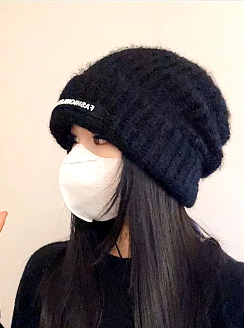 【新款】大头围毛线帽子女秋冬新款加厚保暖灰色针织帽显脸小百搭