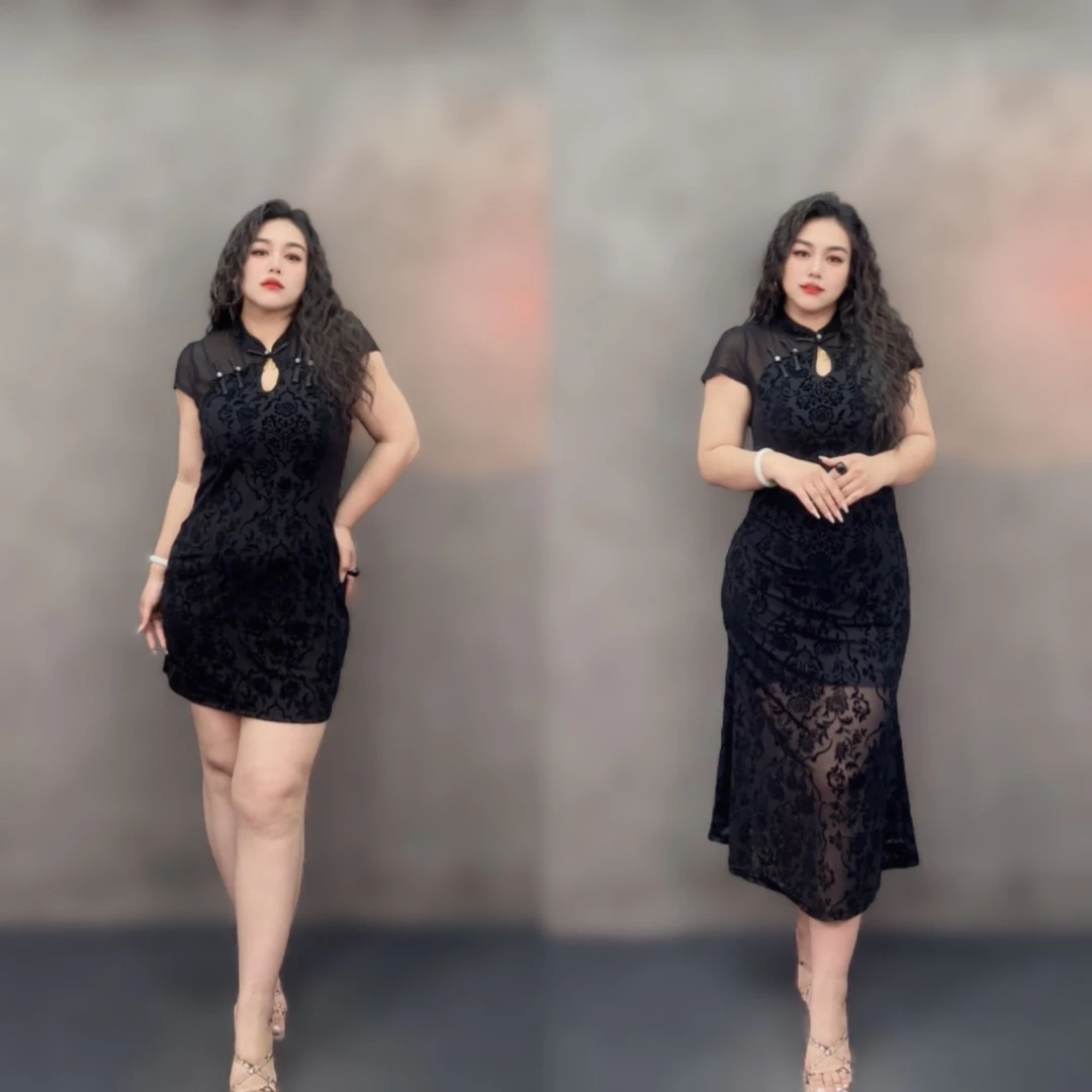 宋美人【中式旗袍】大码女装新款复古印花改良版性感旗袍