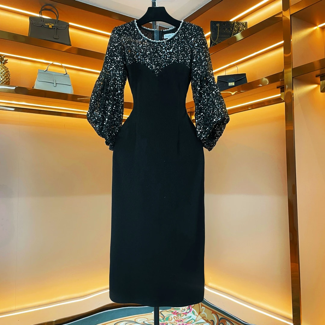 【漫天星宇】《薇薇》轻奢设计师款优雅气质修身时尚连衣裙-86100