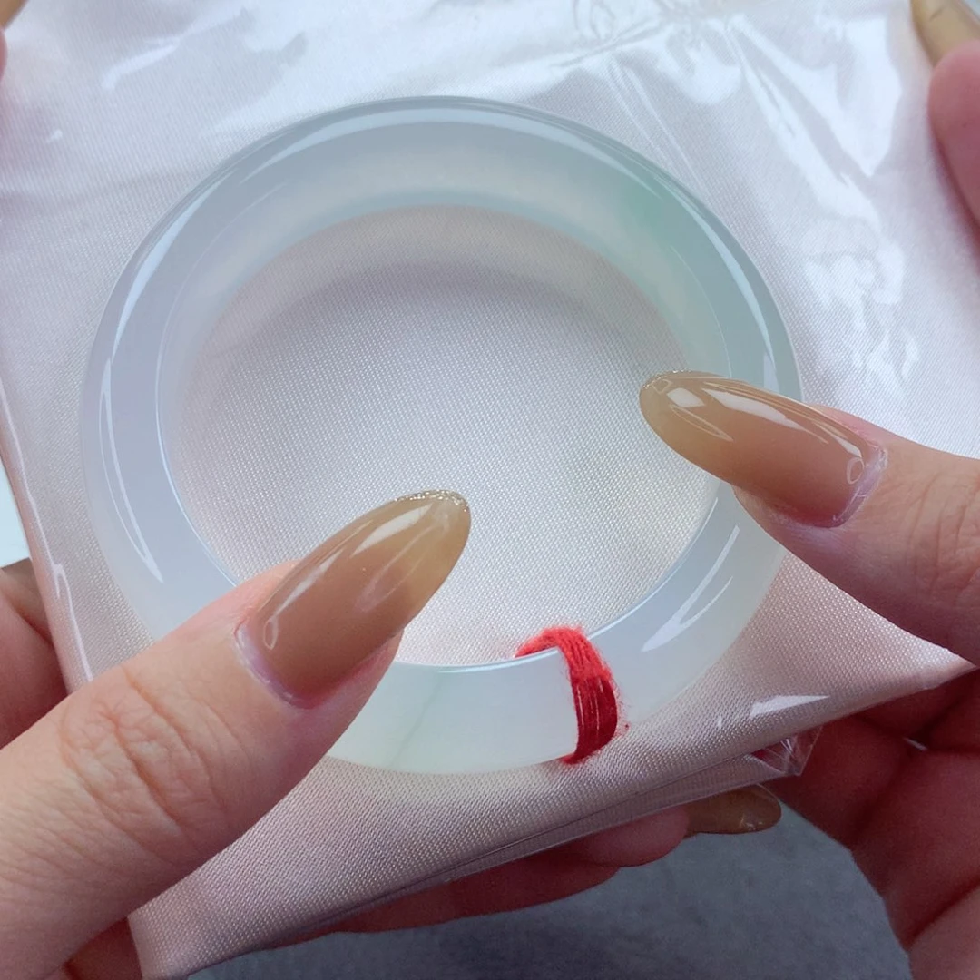 未镶嵌手镯翡翠9911白茶清欢 纯净发光