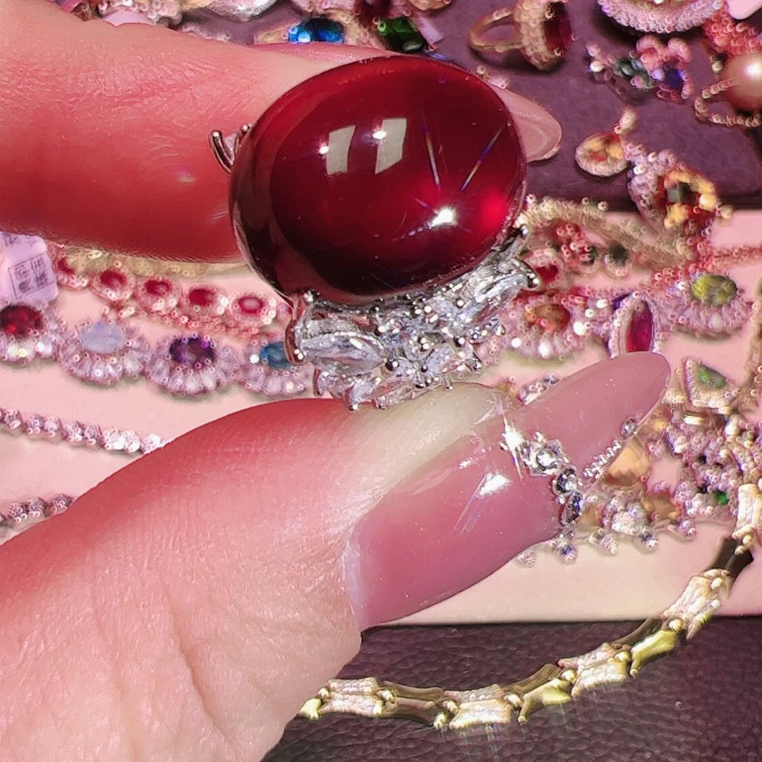 石榴石（芬达石）戒指银S925镶嵌