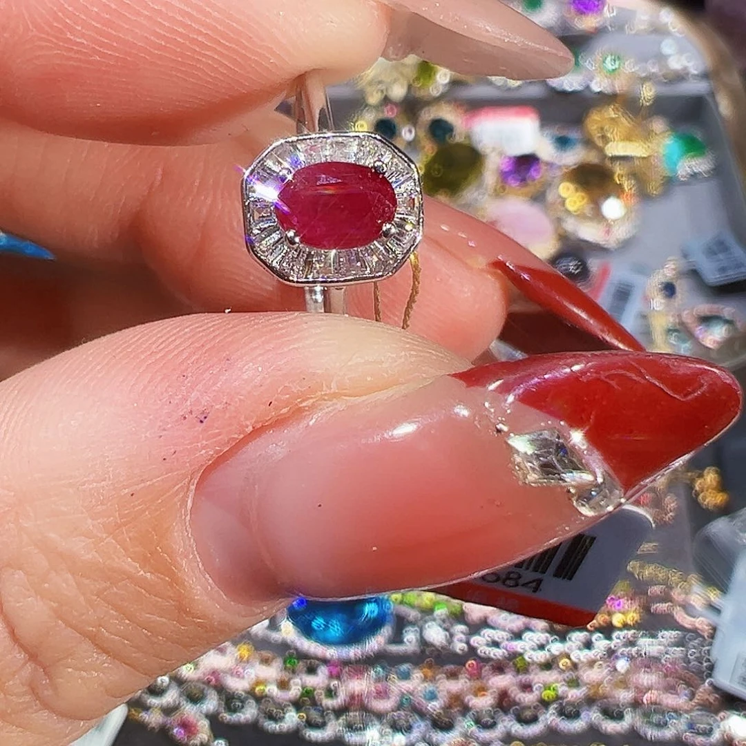 银S925镶嵌红宝石珠宝奇石