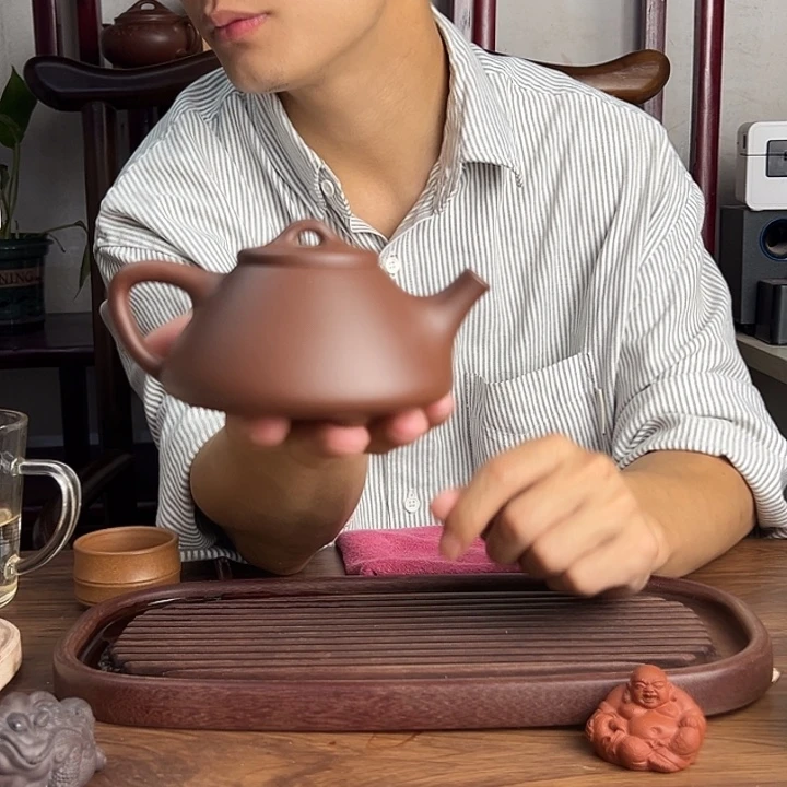 紫砂茶壶原矿紫泥160cc光素子冶石瓢