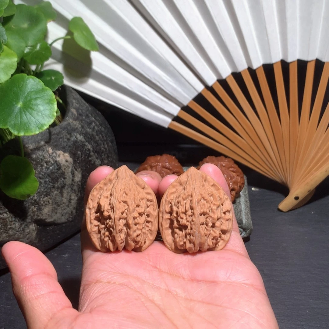 文玩核桃把件鱼的原树凤羽060606