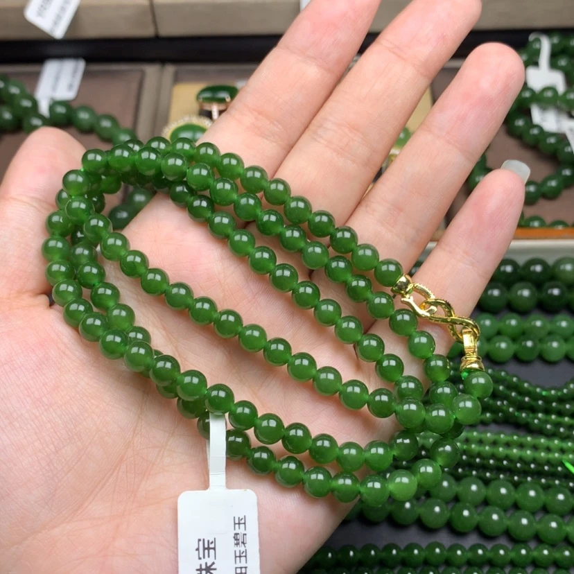【闪购商品】颈饰未镶嵌和田玉（碧玉）6m辣绿高货