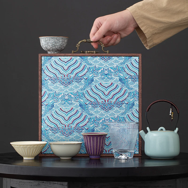 陶瓷一壶四杯户外旅行茶具提梁壶家用泡茶壶品茗杯商务节日伴手礼