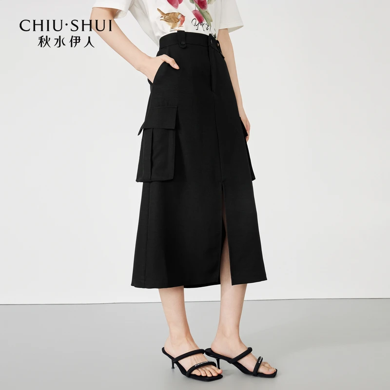 【直播】秋水伊人街头感休闲半身裙新款开衩裙子623204D090546