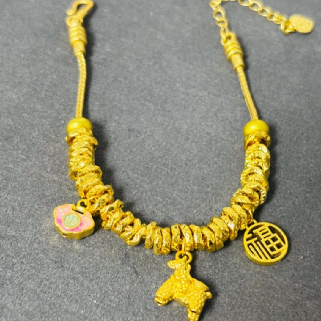 【十一特惠水贝黄金】足金999大轮胎锤纹盘缠赠合金链