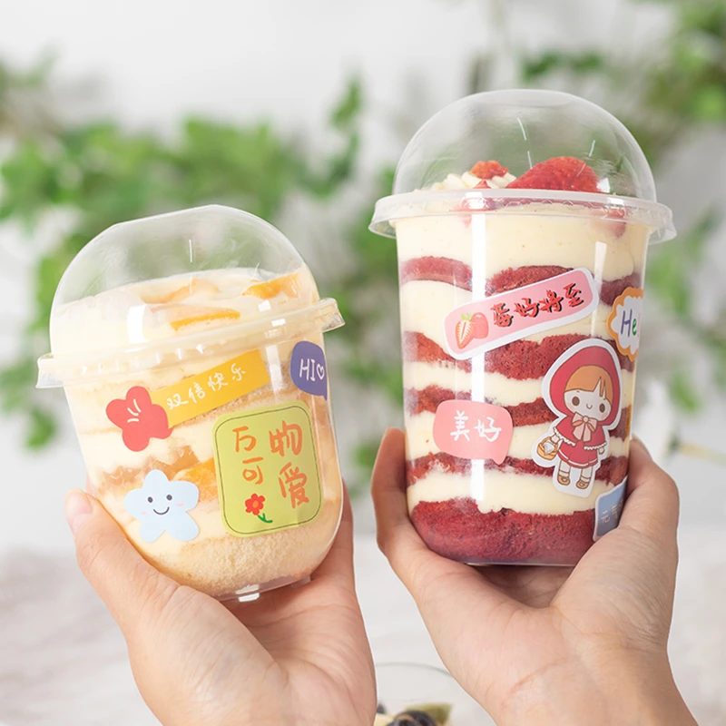 网红波波杯360ml蛋糕甜品杯子U型水果酸奶宝宝贝奶茶波波杯一次性