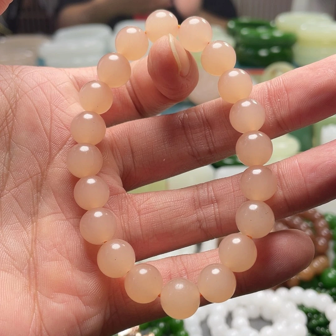 天然青海精品藕粉手串质地细腻高端大气奢华