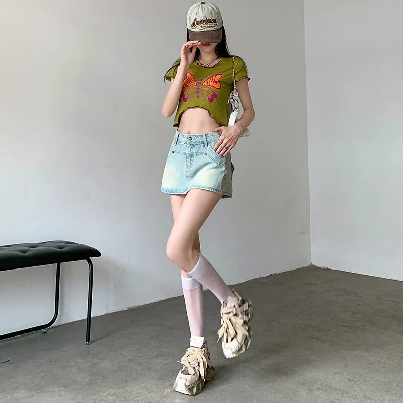 【301-400】新款牛仔裤牛仔裙休闲风时尚套装新中式甜辣风前裙后