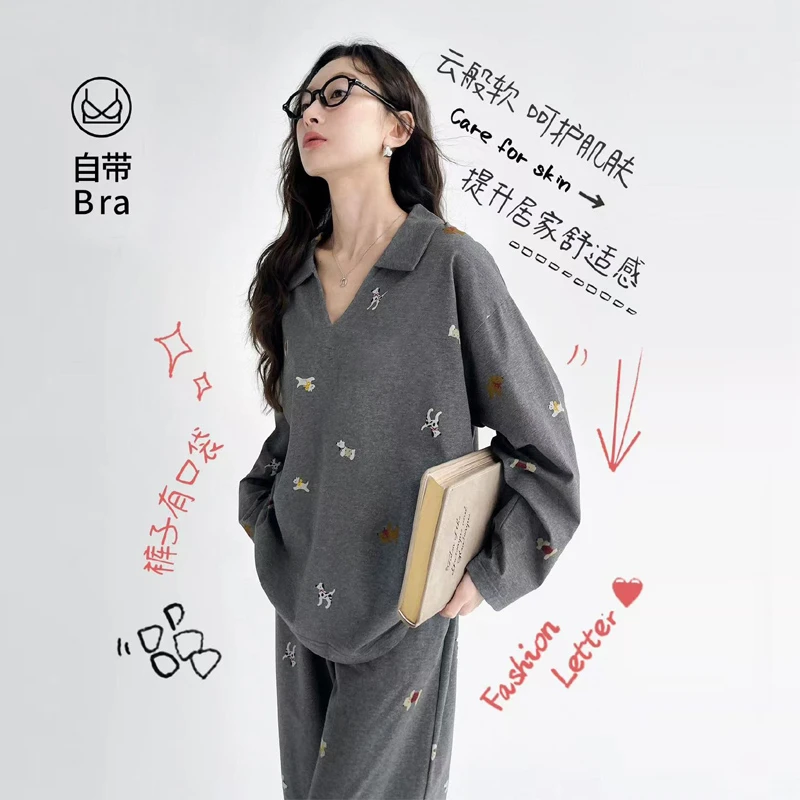 小众设计感慵懒风-春秋A类纯棉月子服产后孕妇哺乳睡衣秋冬季产妇