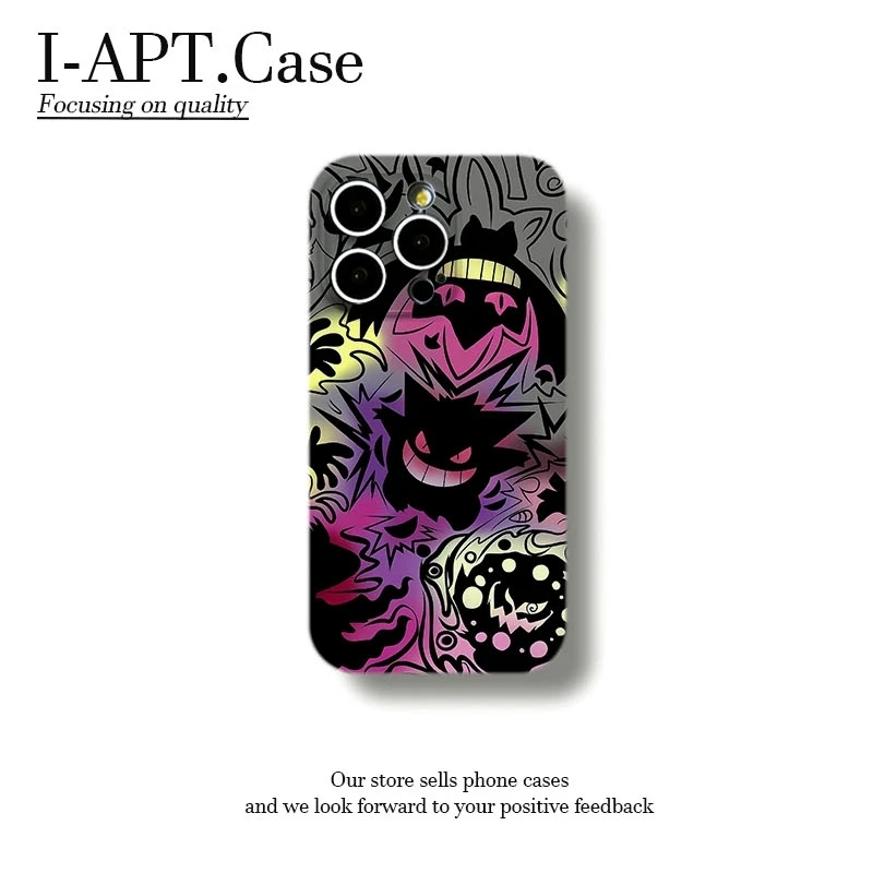 炫彩黑色耿鬼菲林软壳适用iPhone苹果16手机壳华为oppo小米vivo新