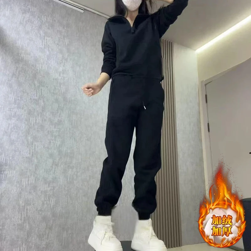 高含棉加绒加厚套装女2025年秋冬新款时尚休闲减龄卫衣卫裤两件套