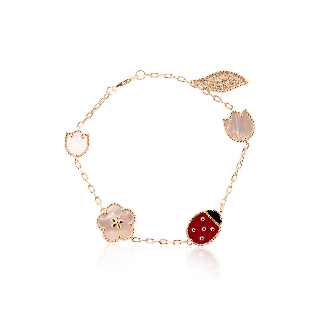 铜合金手链 气质时尚百搭可爱精致瓢虫白贝手链17D2