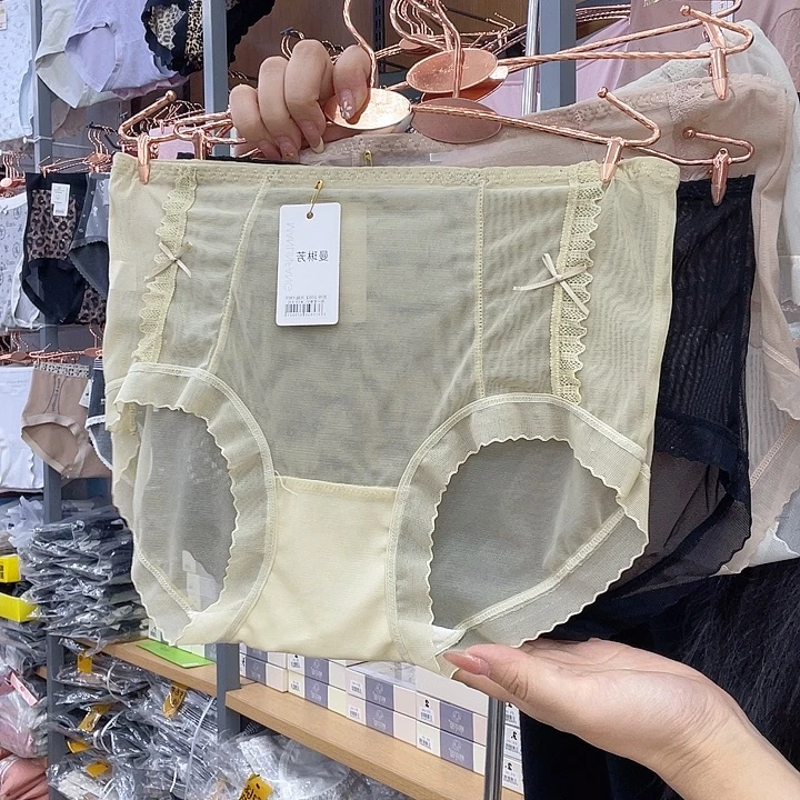 棉女蕾丝内裤中腰3跳