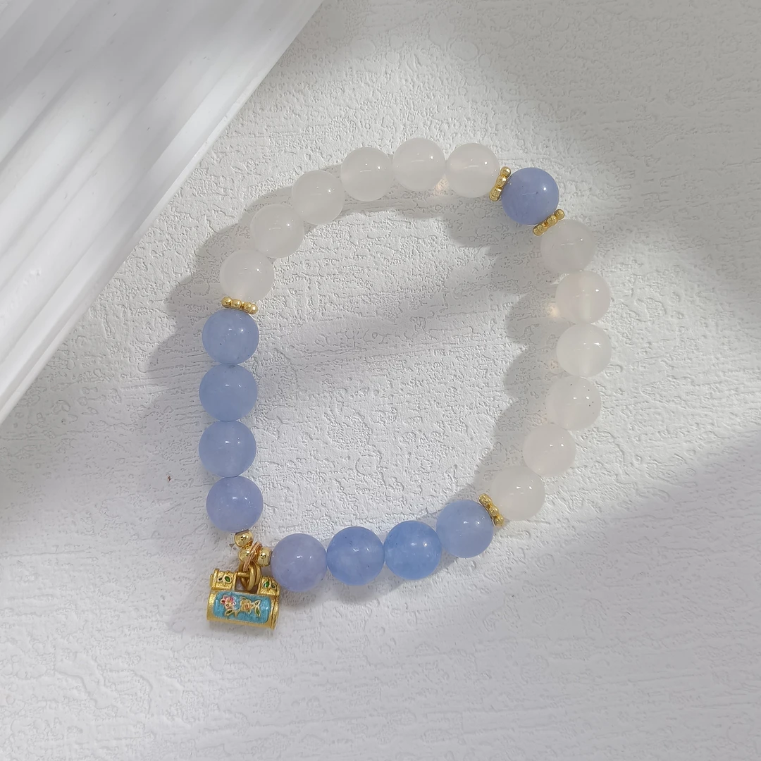 WLYX-002650【万事顺髓】海蓝宝玉髓 设计女款手串手链