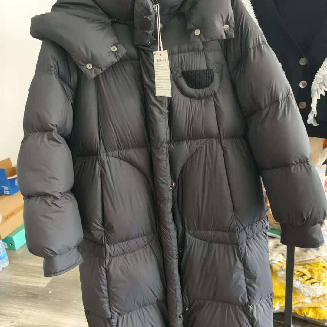 厚款一等品女连帽长款拉链秋冬毛领极简风