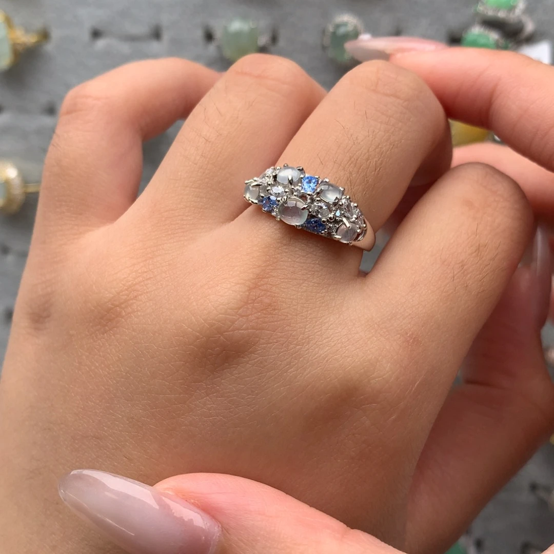 翡翠银S925镶嵌戒指戒指