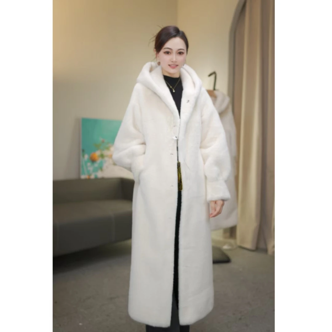 【孟彦希】连帽款厘米加长米兰貂皮毛一体冬季高端百搭外套加厚