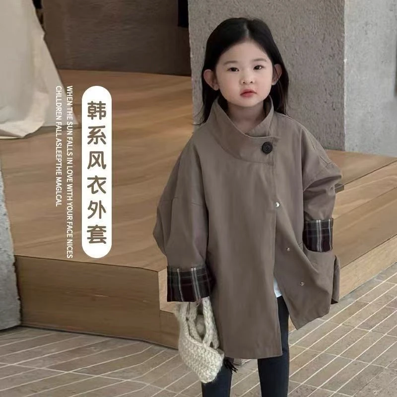女童韩版风衣外套秋季2025新款儿童中长款风衣休闲时髦长袖上衣潮