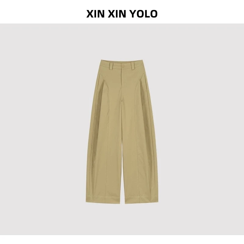 贝斯裤~潮流侧压褶阔腿裤~秋季新款宽松阔腿裤时尚女裤子1511