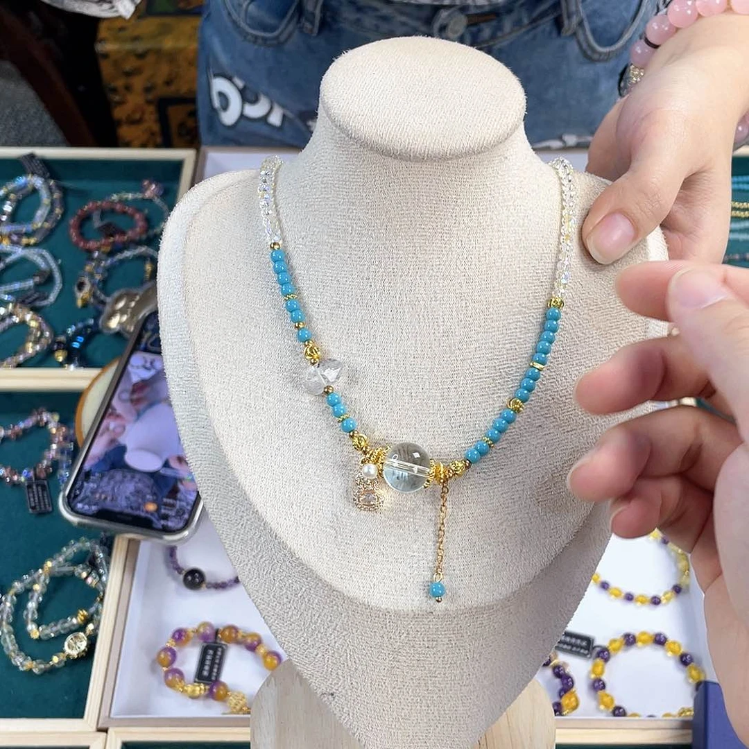 水晶手链银S925镀金镶嵌