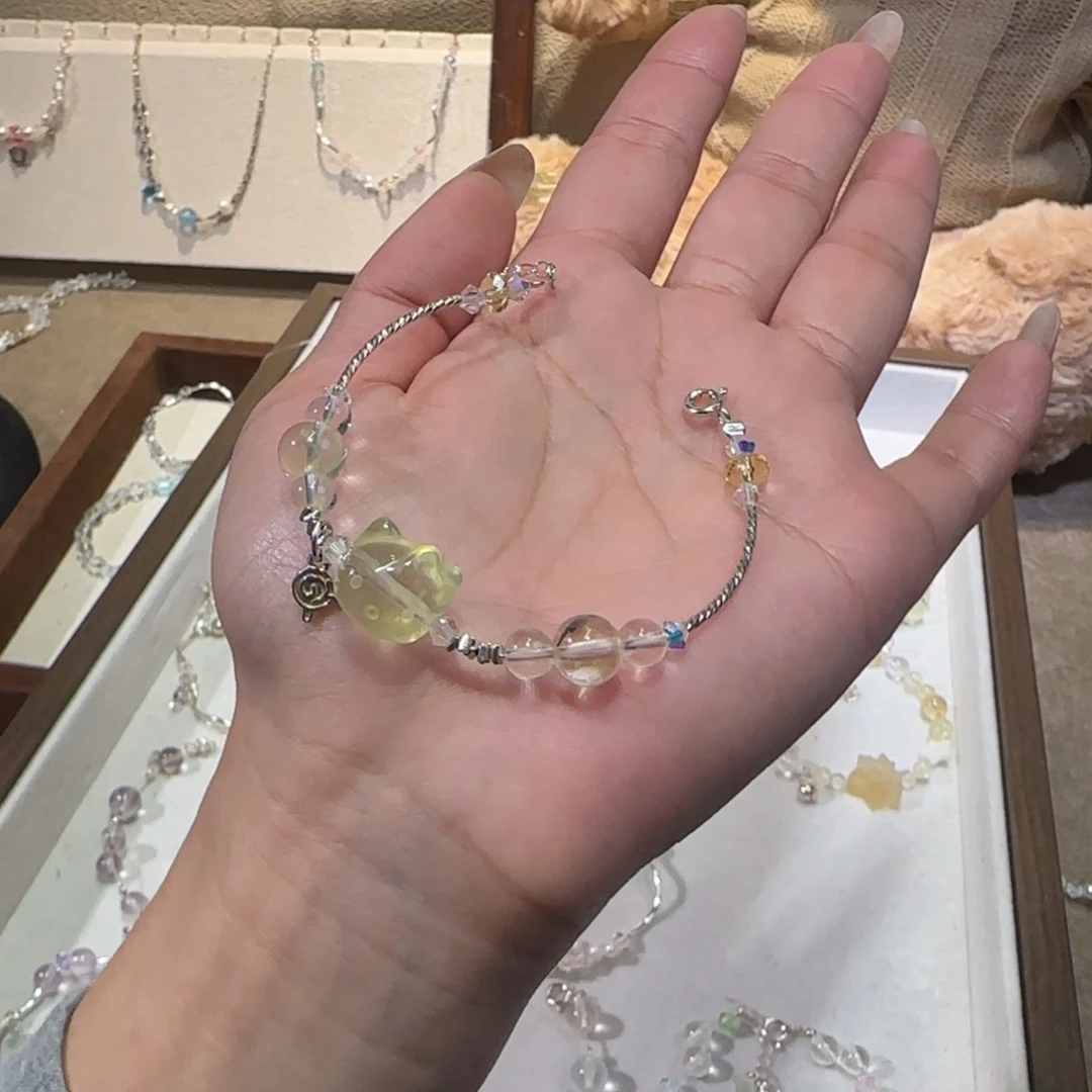 银S925镶嵌手链烟晶糖果Kt