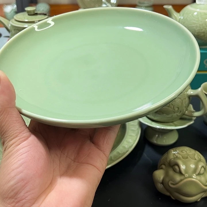耀州窑瓷器8英寸素面盘1个
