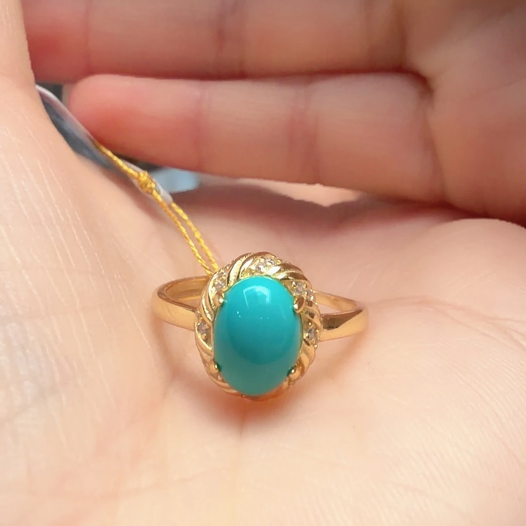 绿松石银S925镶嵌戒指