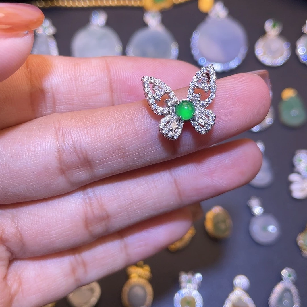 翡翠银S925镶嵌吊坠(不含链)