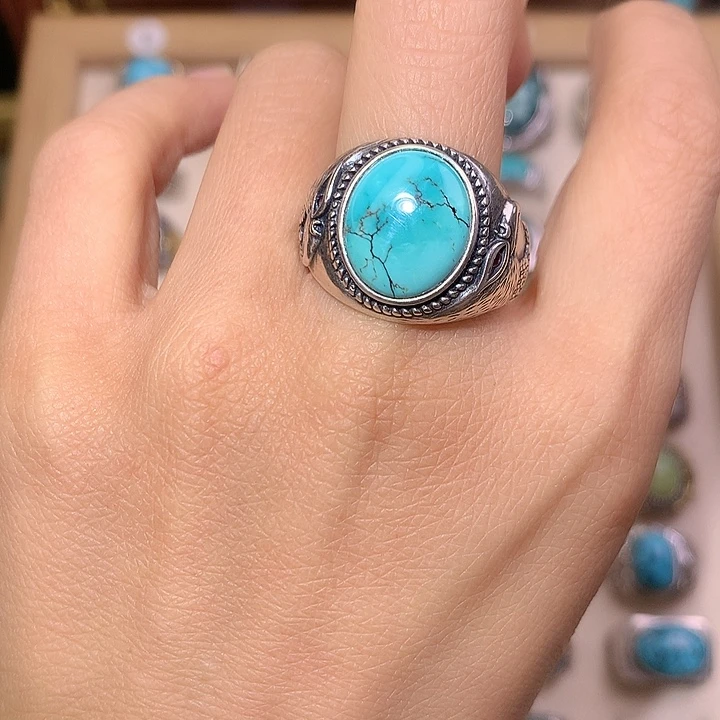 绿松石银S925镶嵌挂件