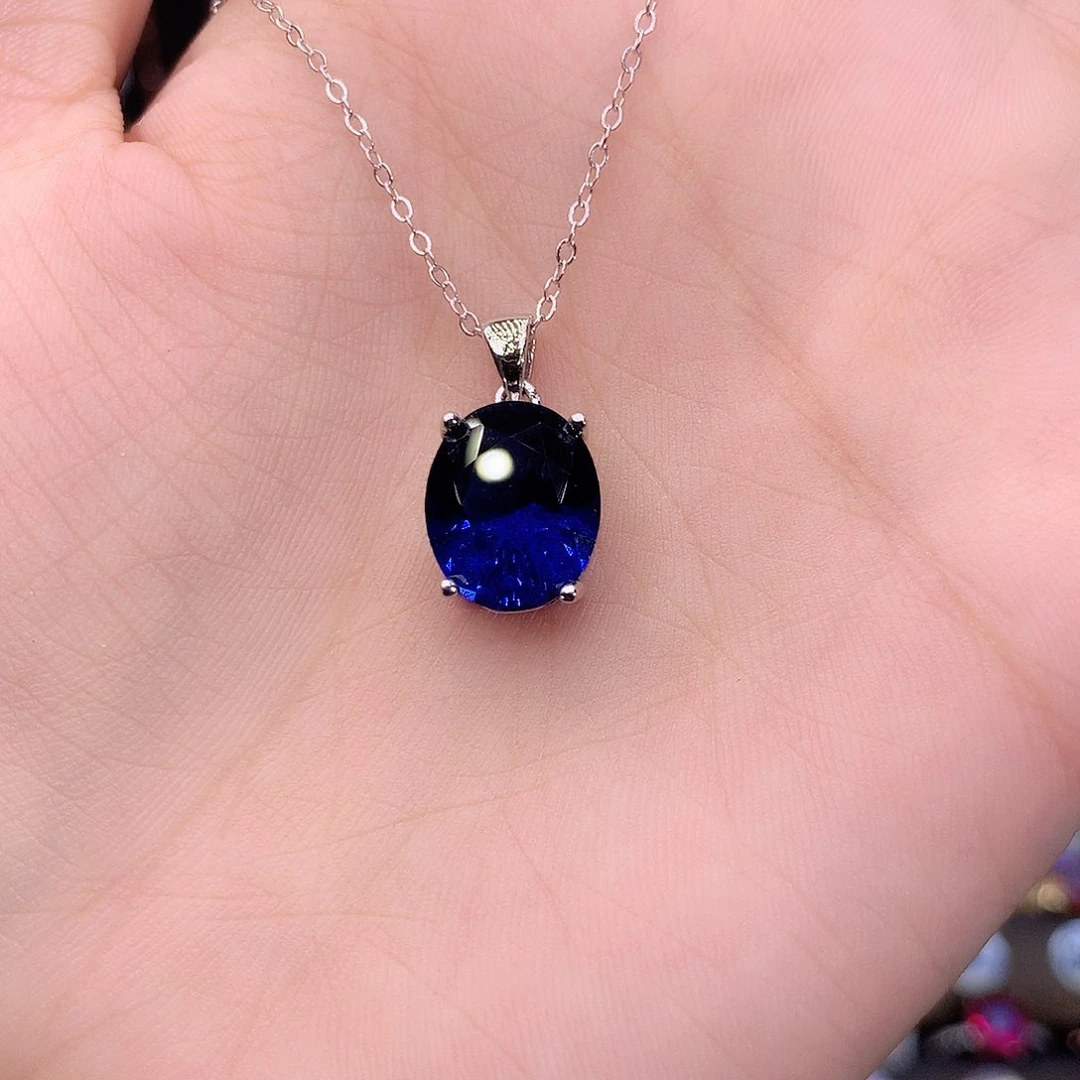 蓝宝石颈饰银S925镶嵌白1012