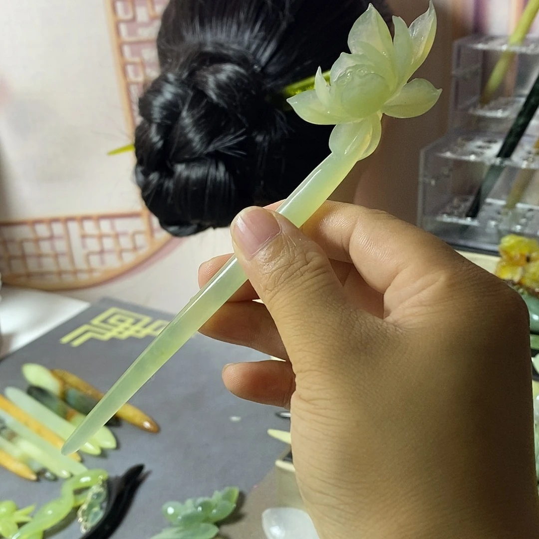 岫玉未镶嵌岫玉发簪福利紫****）