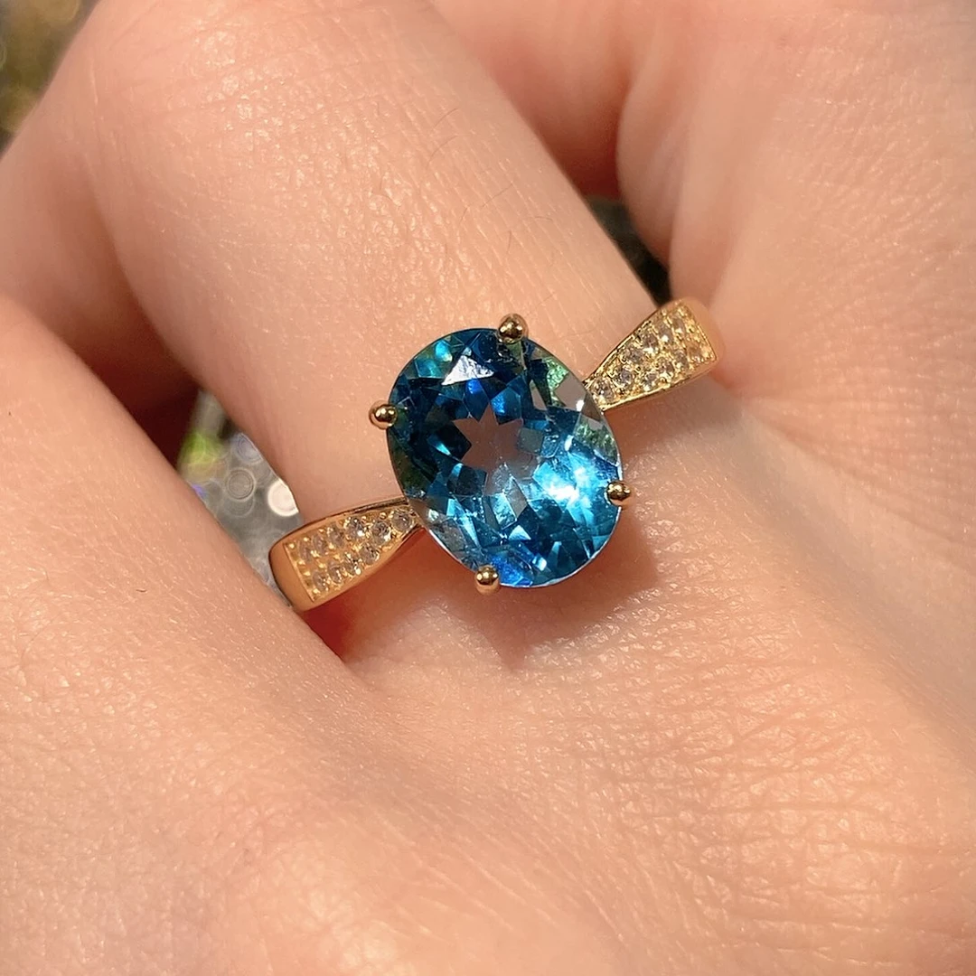 托帕石戒指银S925镶嵌