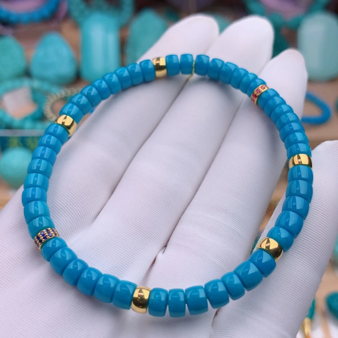 18K金镶嵌绿松石珠宝奇石5.3mm