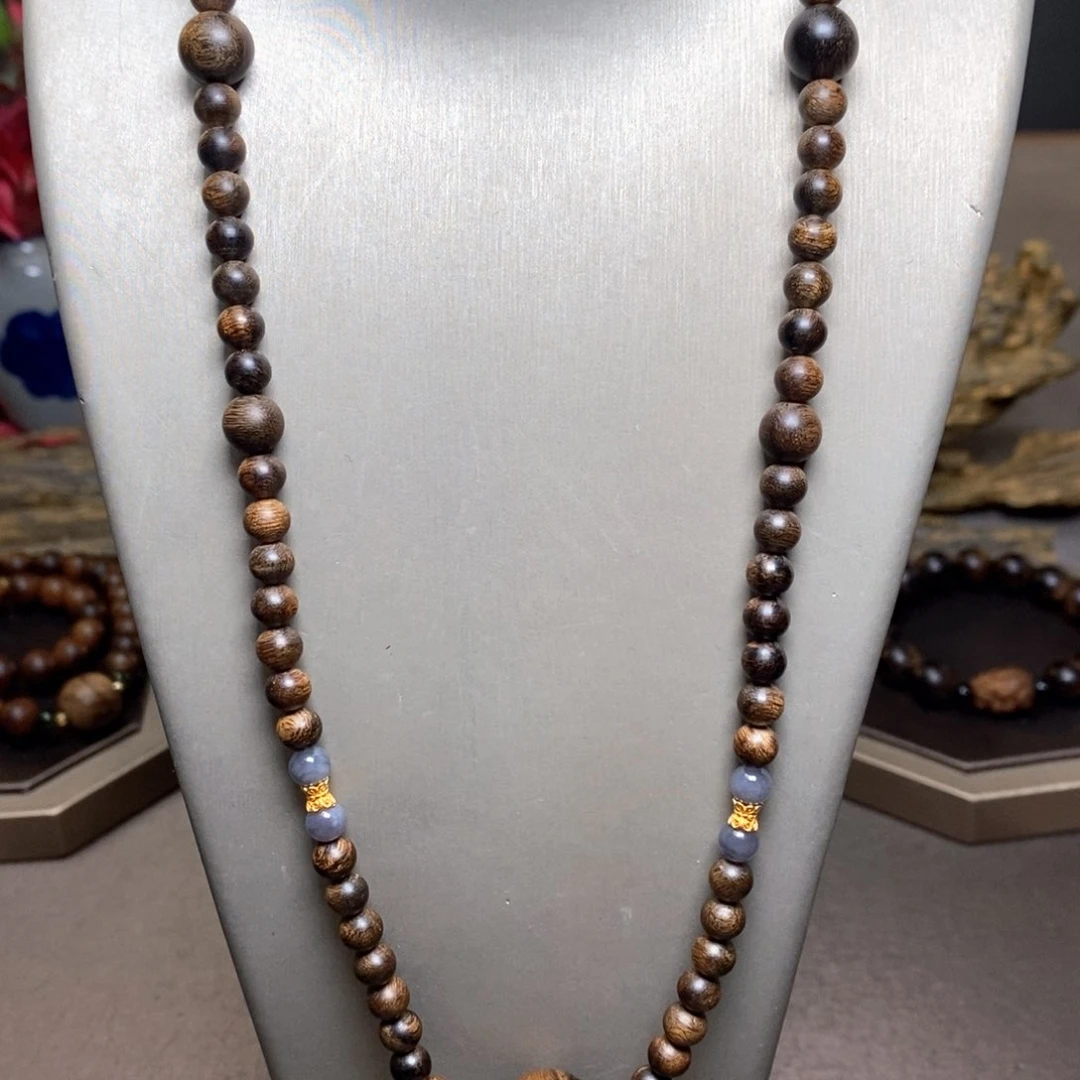 沉香手串越南芽庄紫棋06➕瘤疤白棋楠顶珠设计