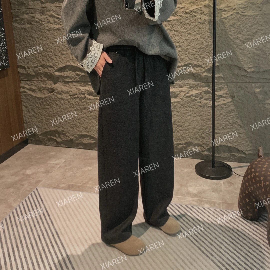 XIAREN【立体裁边加绒休闲裤】加厚羊毛裤子女秋冬百搭潮流休闲服