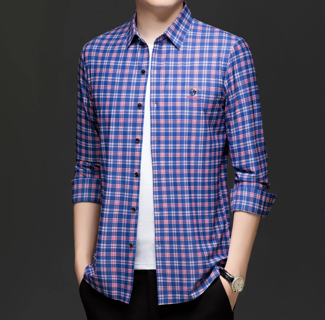 1882男士秋冬（罗马绒抗皱免烫弹力）时尚商务潮流春季休闲长袖衬衫