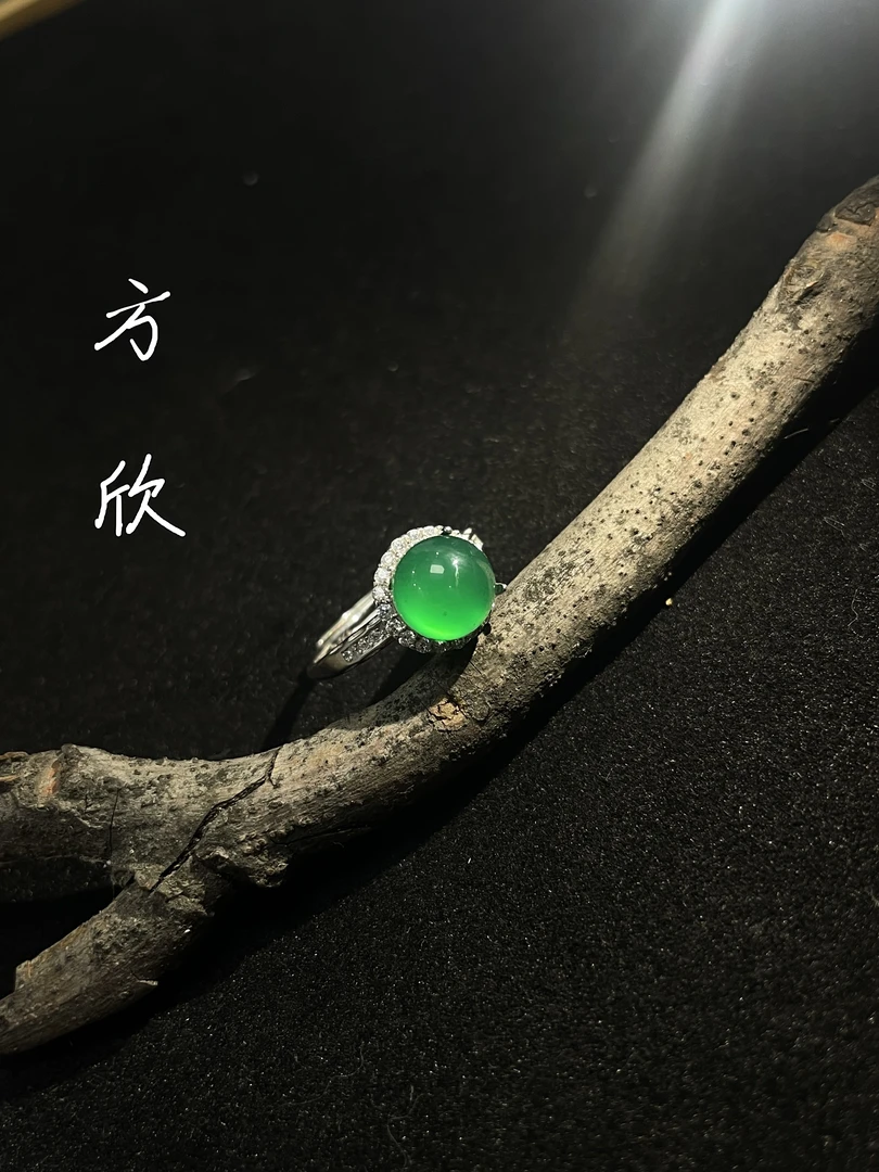 （青玥）天然玉髓S925银镶戒指