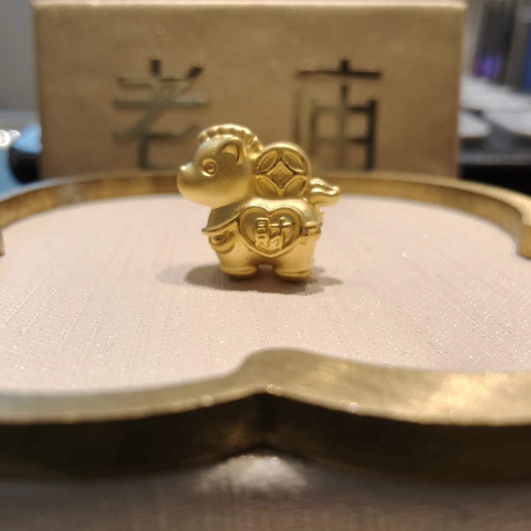 【老庙黄金】2 足金（马上有钱）财铜钱小马本命年 DIY 手绳挂坠