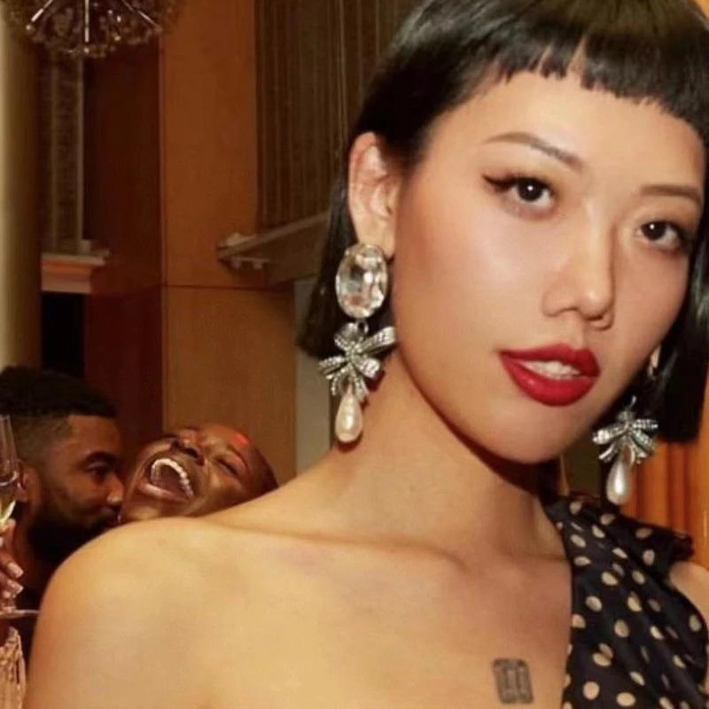纯铜仿水晶耳饰 复古欧美风奢华时尚水晶蝴蝶结银色做旧设计气质