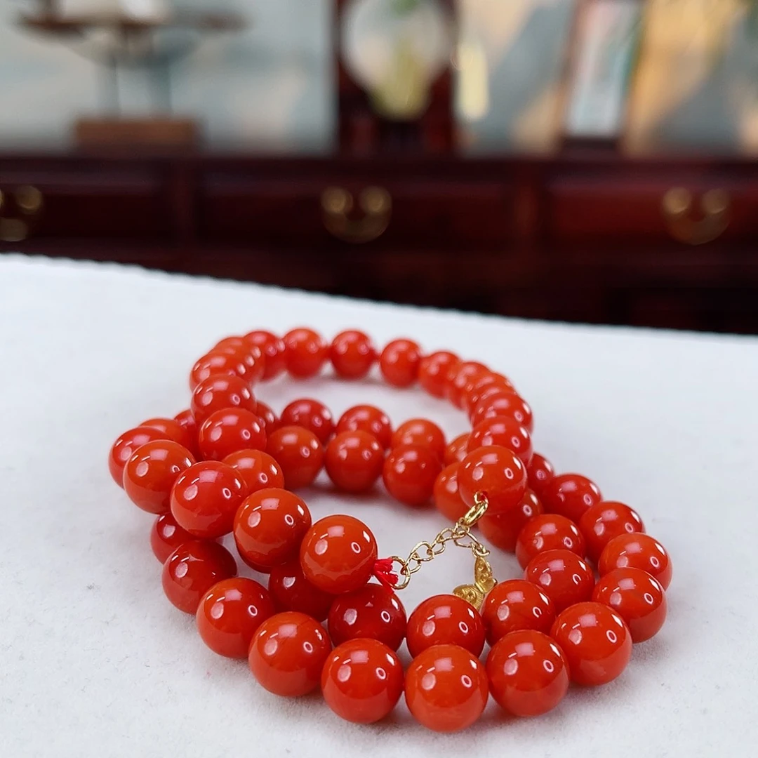 南红玛瑙手链18K金镶嵌