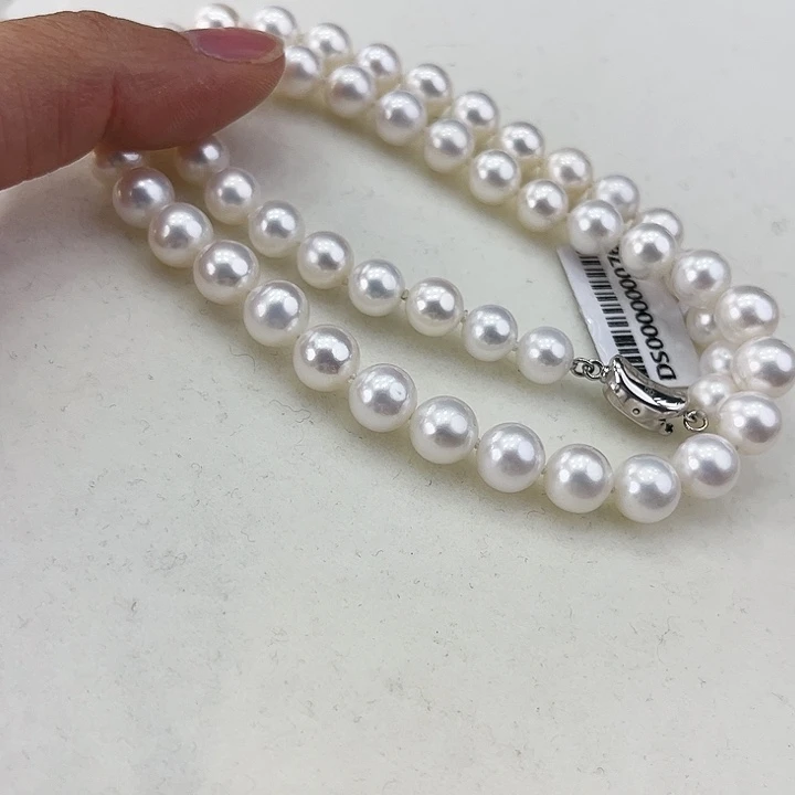 淡水珍珠颈饰银S925镶嵌➕8-8.5高品极光冷白