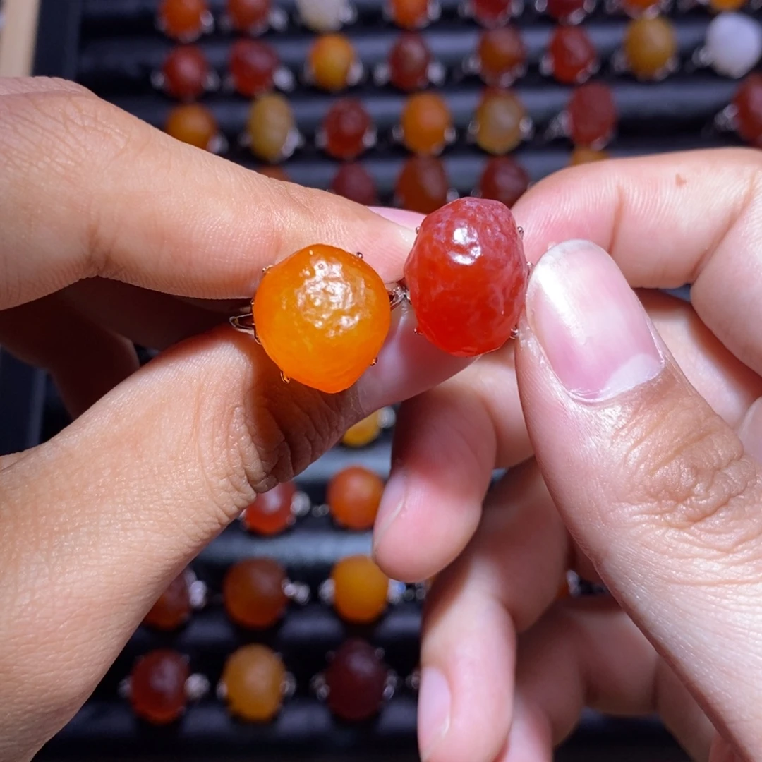 卷***毛玛瑙/玉髓合金戒指