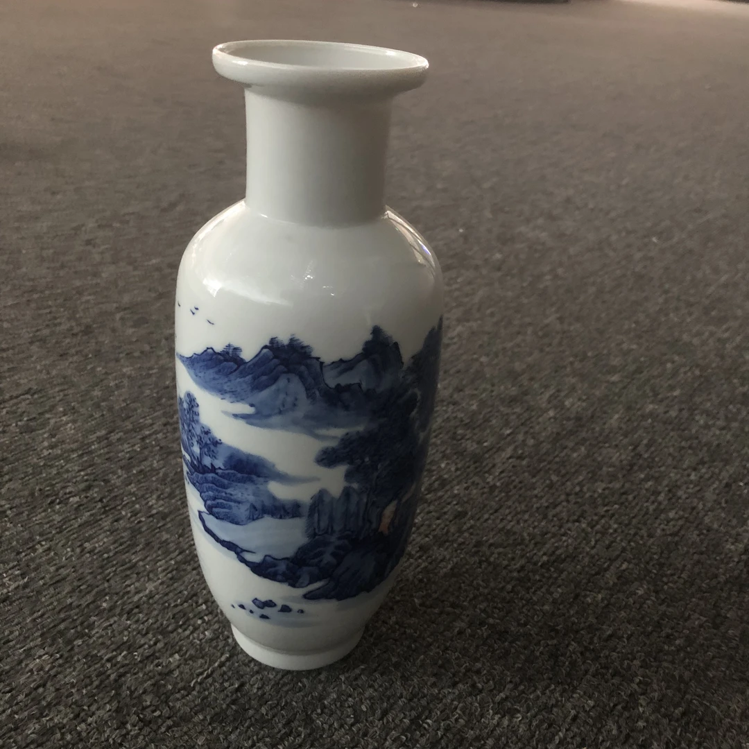 【轻工所】山水青花棒槌瓶部所吴小琴  景德镇 瓷器 yztc0165