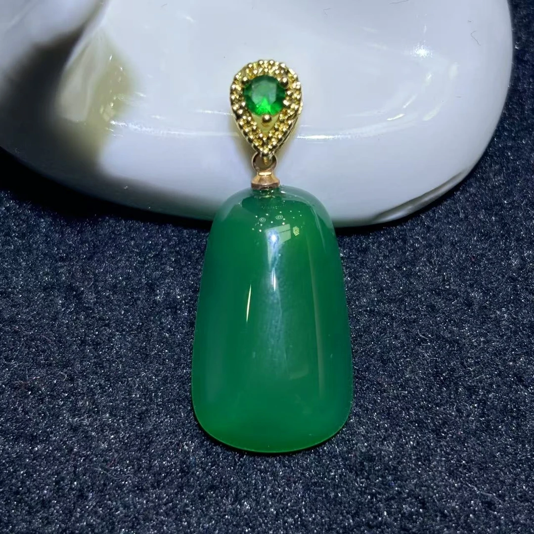 ST7931-秦紫绿玛瑙绿无事牌吊坠-配绳-