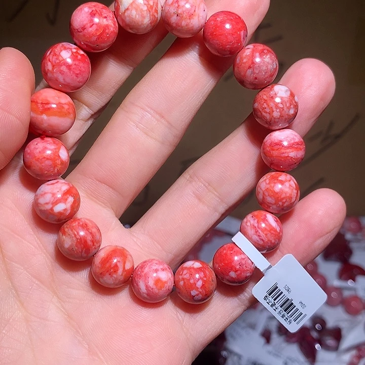 天然辰砂原石玉化手串