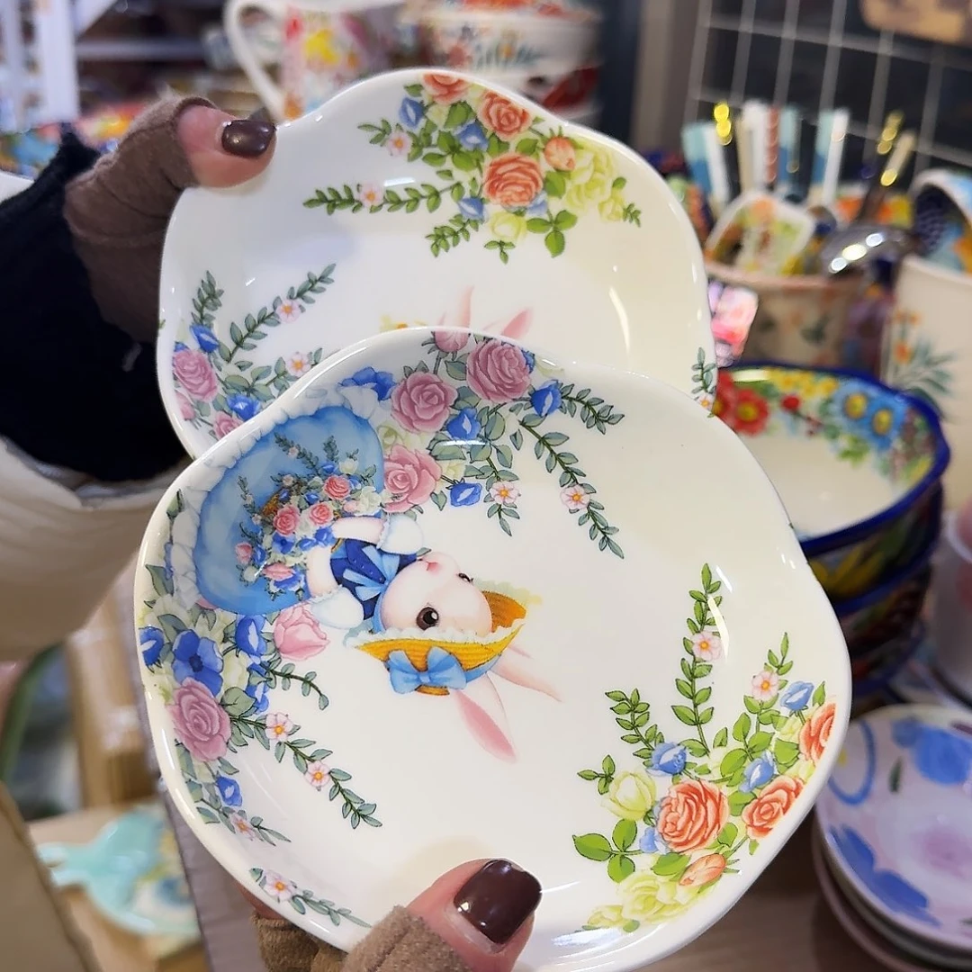 瓷片5.5英寸南瓜兔小碟2只